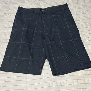 O'Neill Men's Dark Gray Checkered Flat Front Shorts